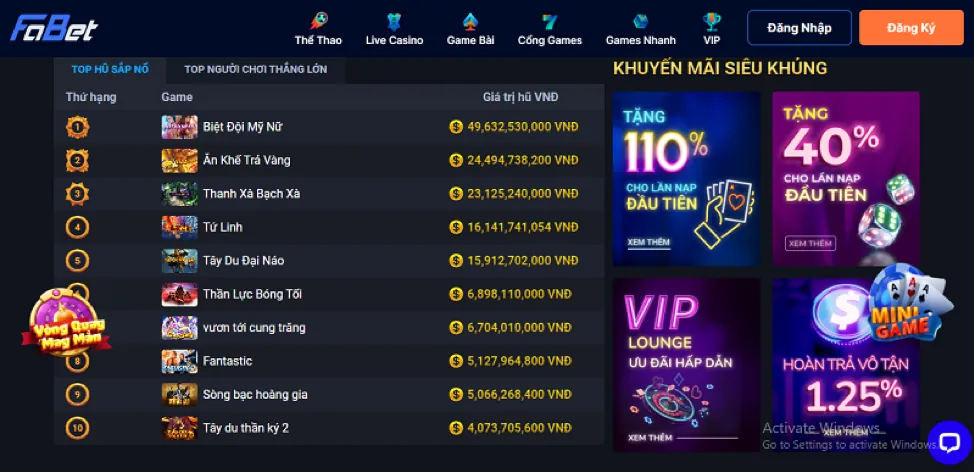 Trò chơi Nổ Hũ tại sumclub casino